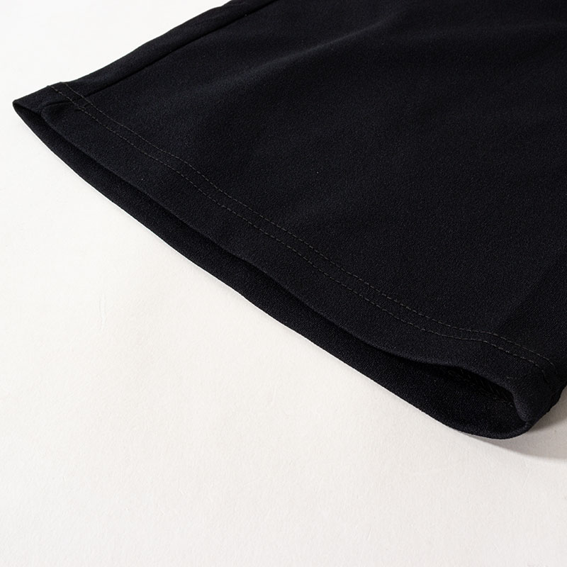 レディース 梨地 ロングパンツ ブラック