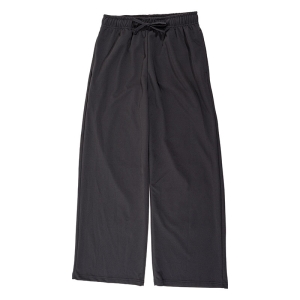 レディース 梨地 ロングパンツ チャコール