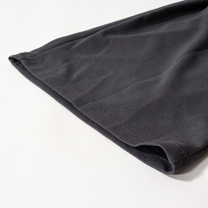 レディース 梨地 ロングパンツ チャコール