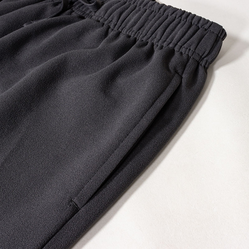 レディース 梨地 ロングパンツ チャコール