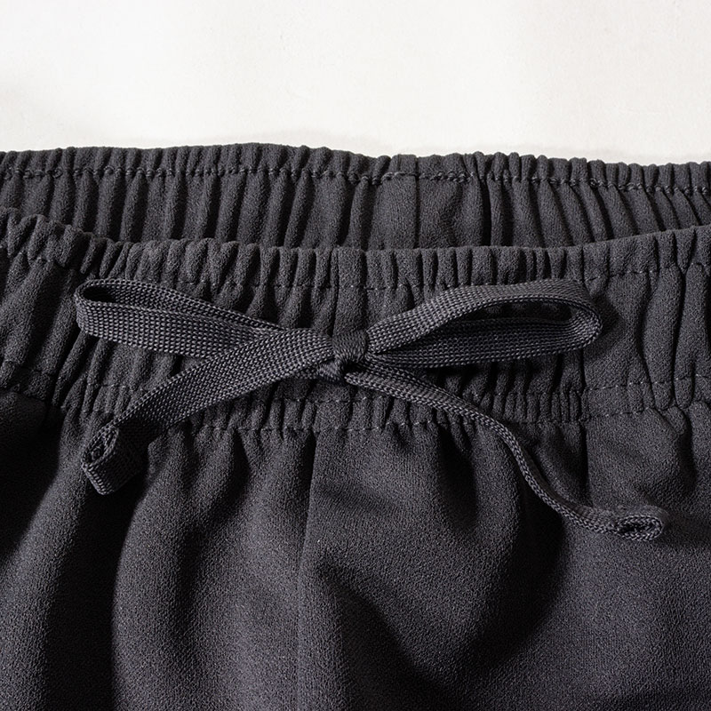 レディース 梨地 ロングパンツ チャコール