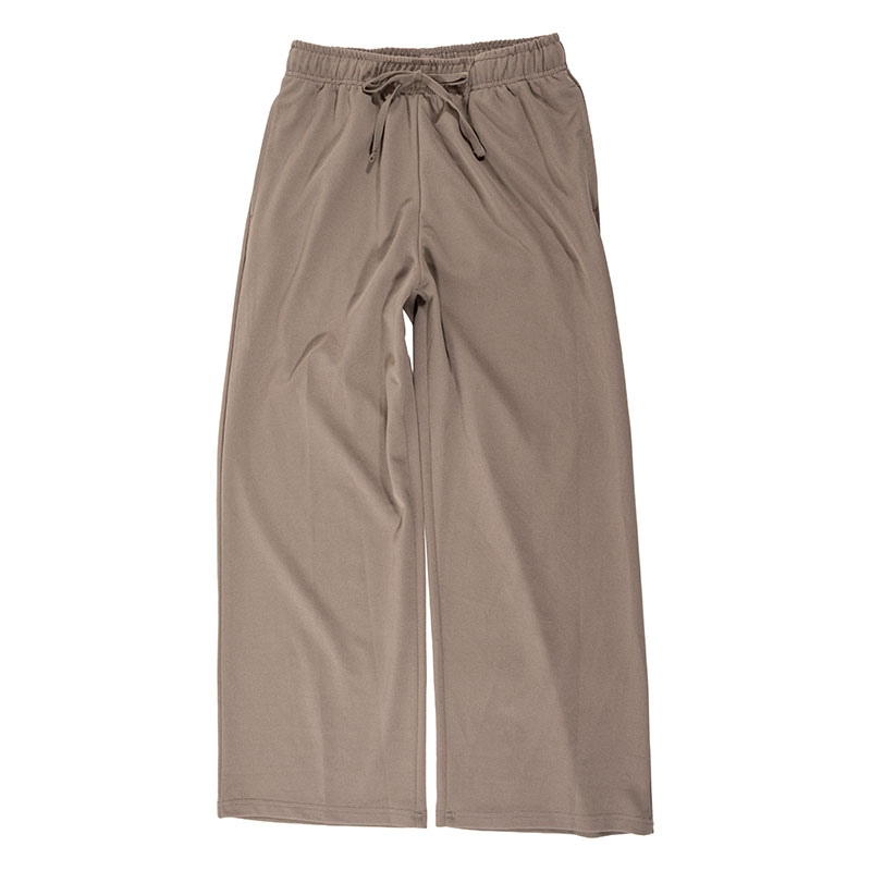レディース 梨地 ロングパンツ モカ