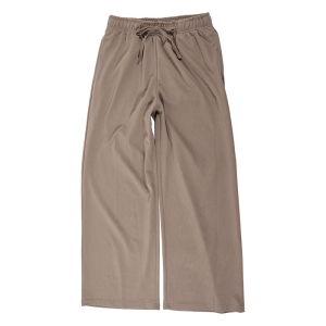 レディース 梨地 ロングパンツ モカ