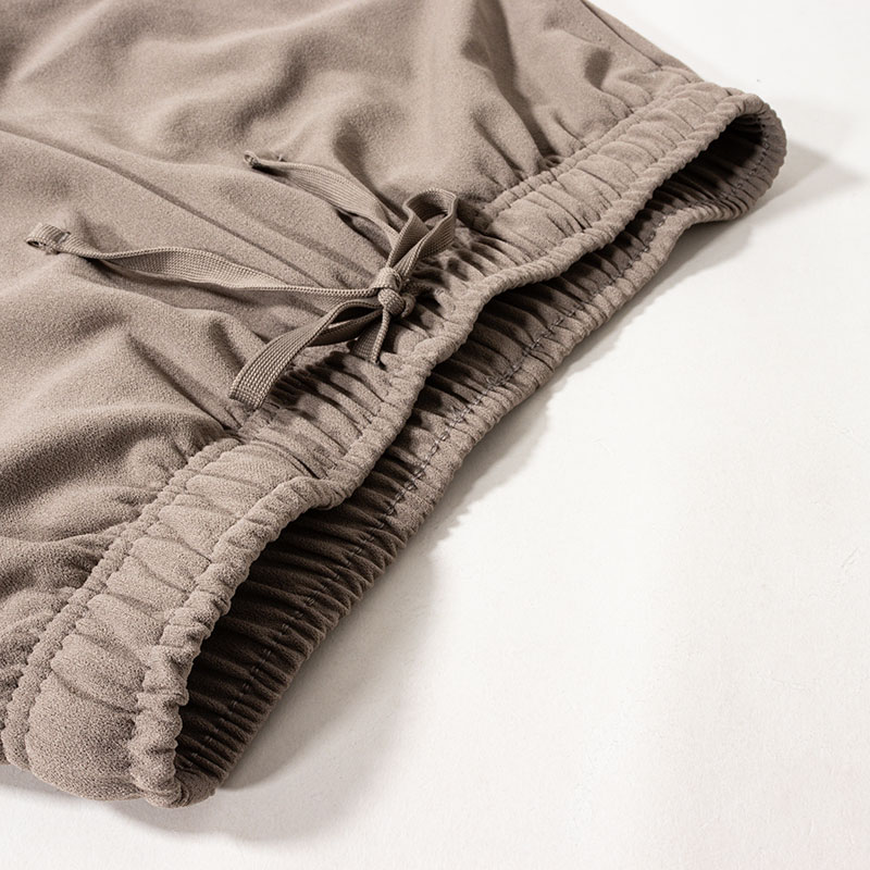 レディース 梨地 ロングパンツ モカ