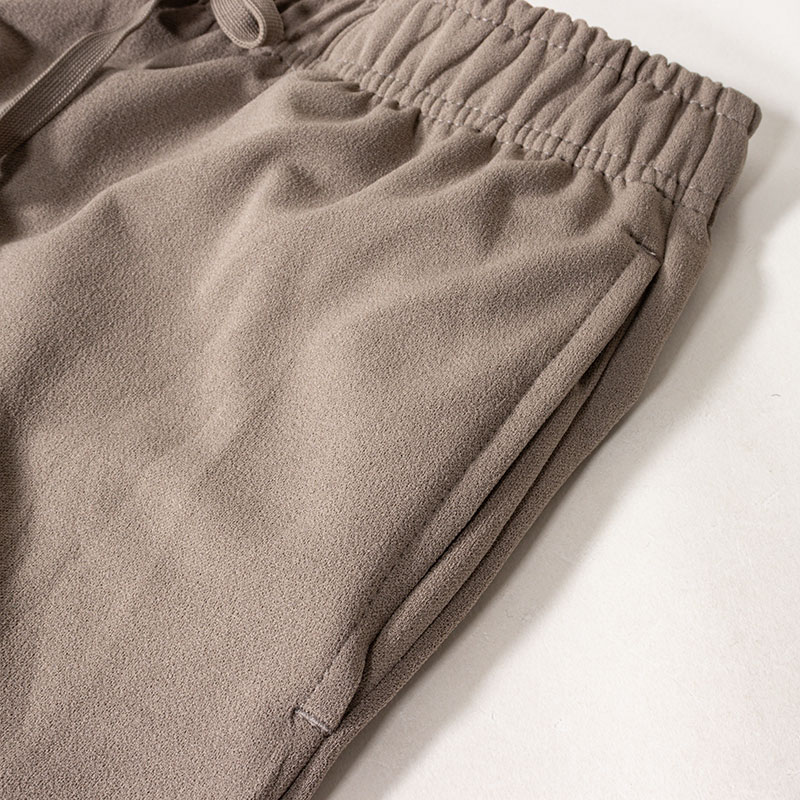 レディース 梨地 ロングパンツ モカ