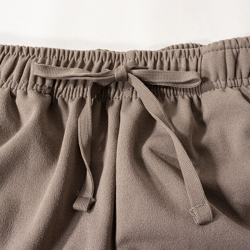 レディース 梨地 ロングパンツ モカ