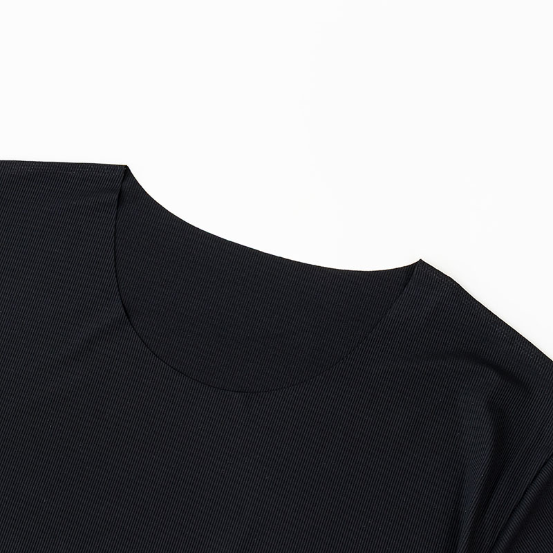 メンズ 冷感 シームレスインナー 半袖 丸首 ブラック