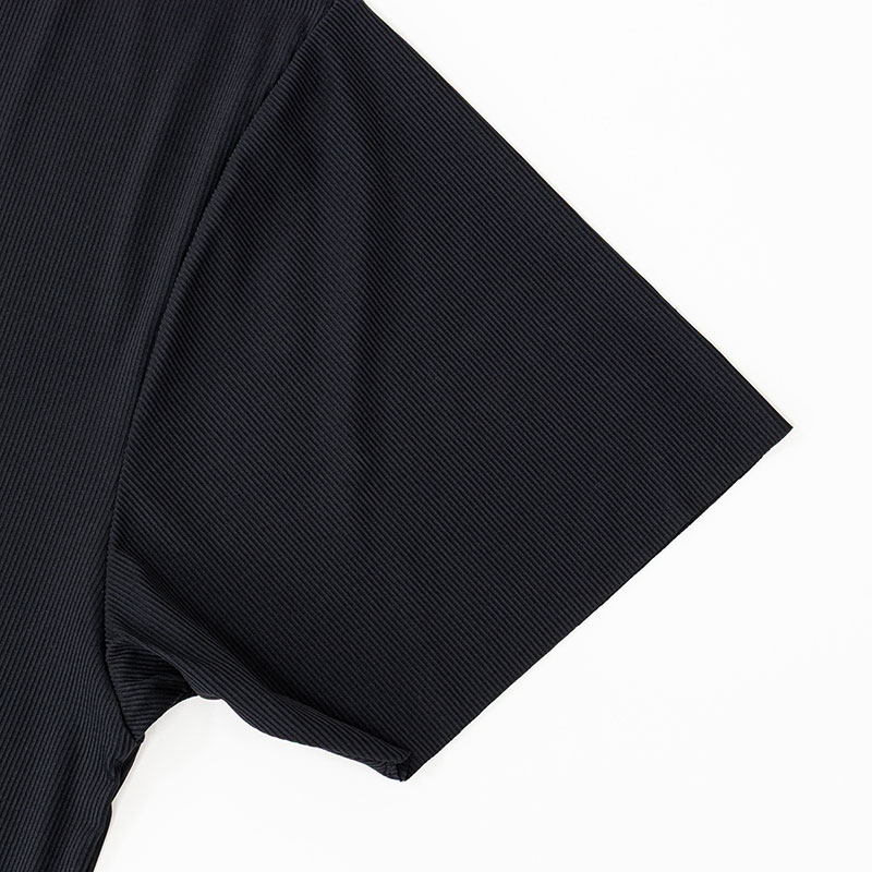 メンズ 冷感 シームレスインナー 半袖 丸首 ブラック