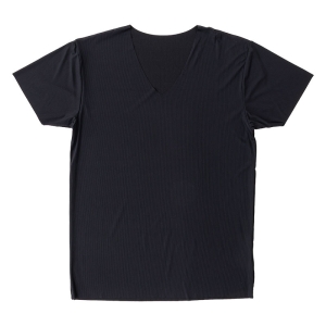 メンズ 冷感 シームレスインナー 半袖 V首 ブラック