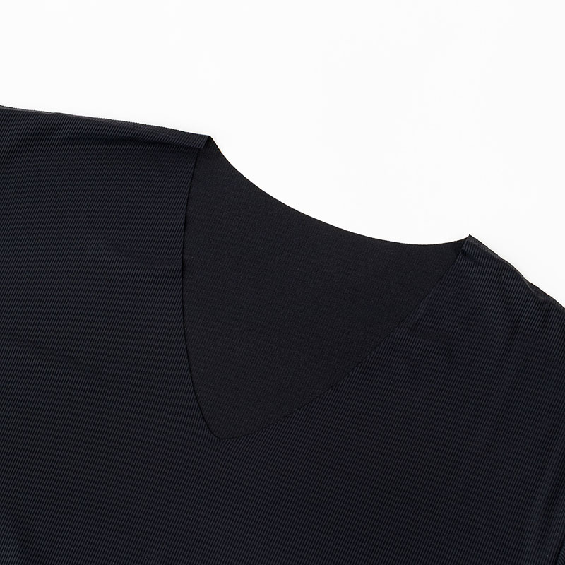 メンズ 冷感 シームレスインナー 半袖 V首 ブラック