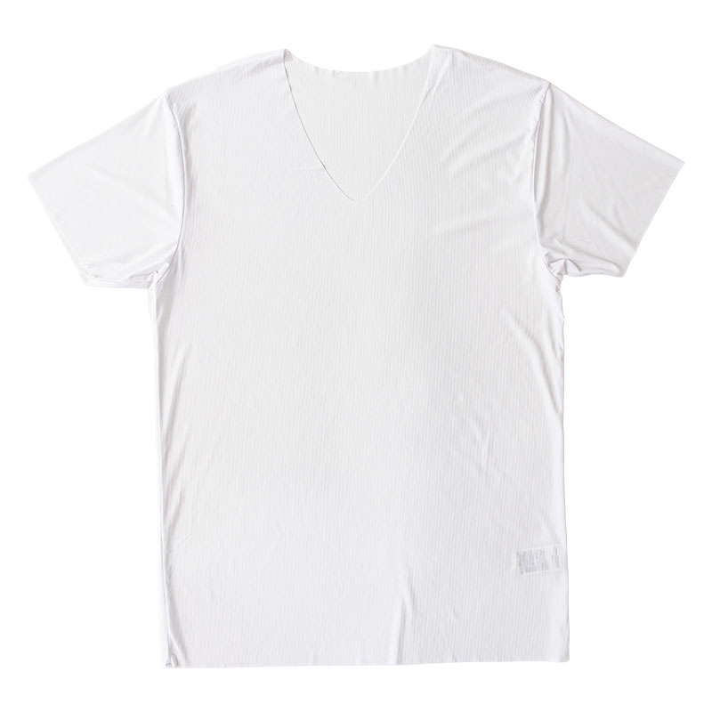 メンズ 冷感 シームレスインナー 半袖 V首 ホワイト