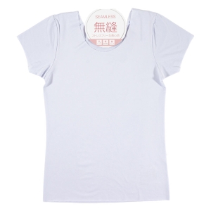 レディース シームレスインナー フレンチ袖 サックス