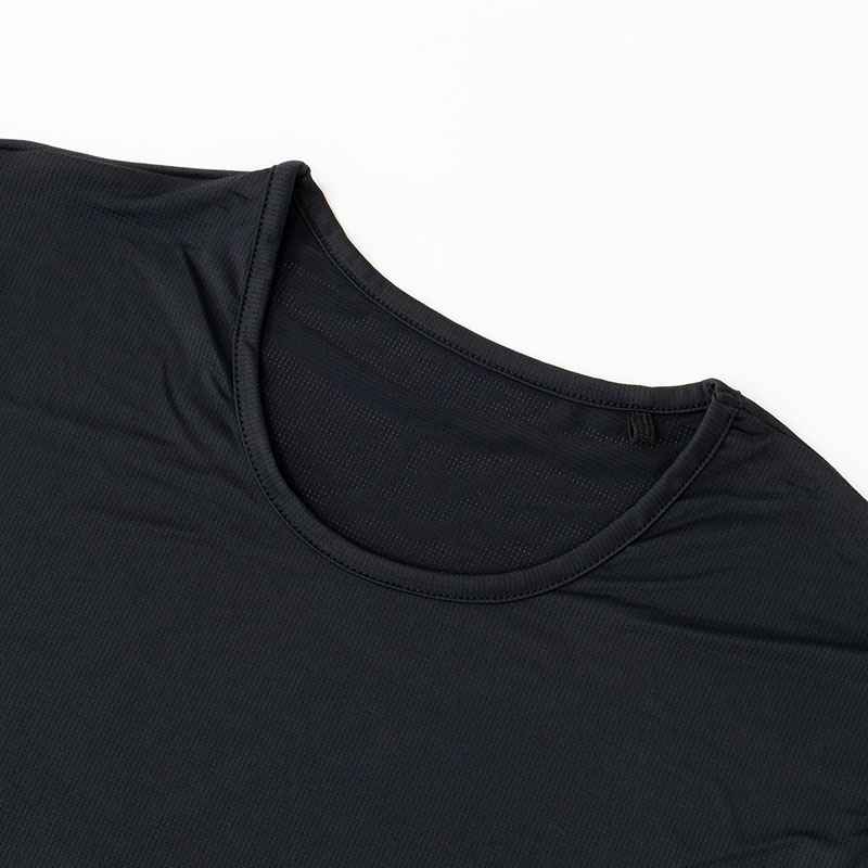 メンズ 冷感 メッシュインナー 半袖 丸首 ブラック