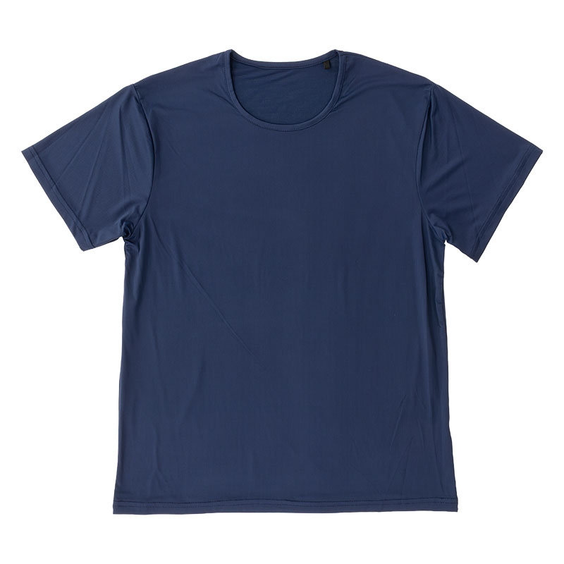 メンズ 冷感 メッシュインナー 半袖 丸首 ネイビー