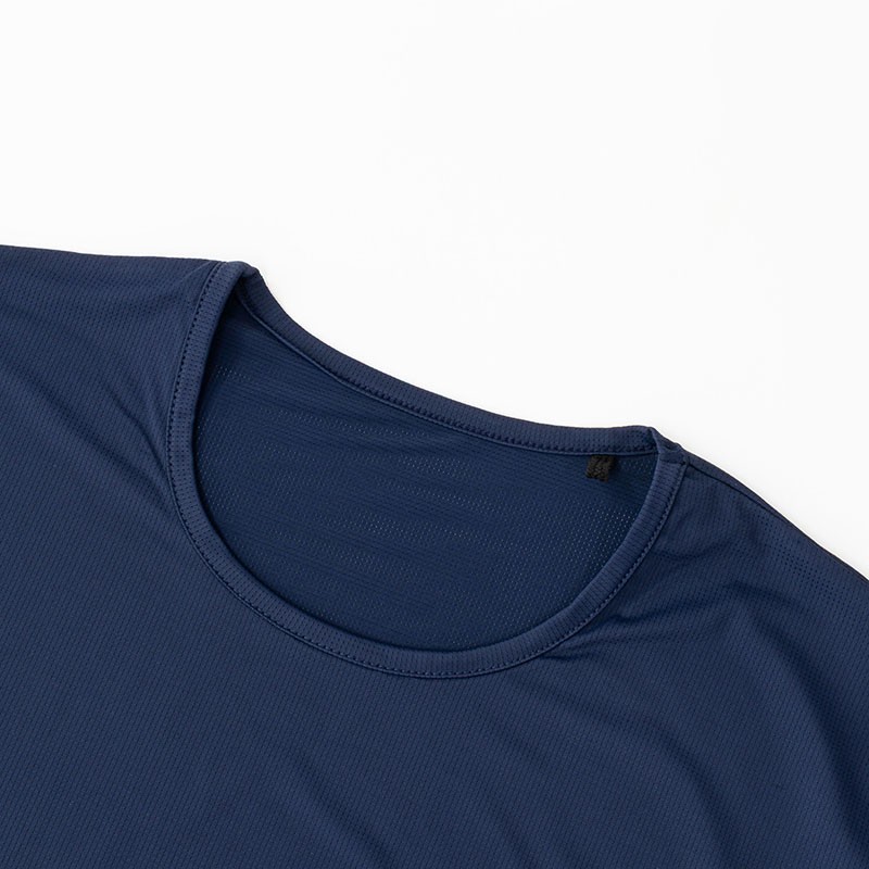 メンズ 冷感 メッシュインナー 半袖 丸首 ネイビー