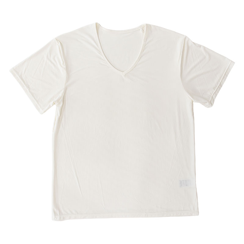 メンズ 冷感 メッシュインナー 半袖 V首 ホワイト
