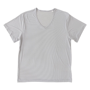 メンズ  冷感 メッシュインナー 半袖 V首 ライトグレー