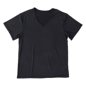 メンズ 冷感 メッシュインナー 半袖 V首 ブラック