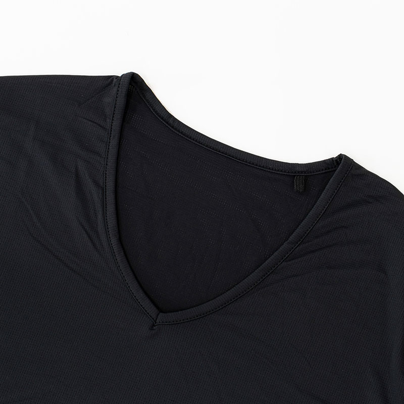 メンズ 冷感 メッシュインナー 半袖 V首 ブラック