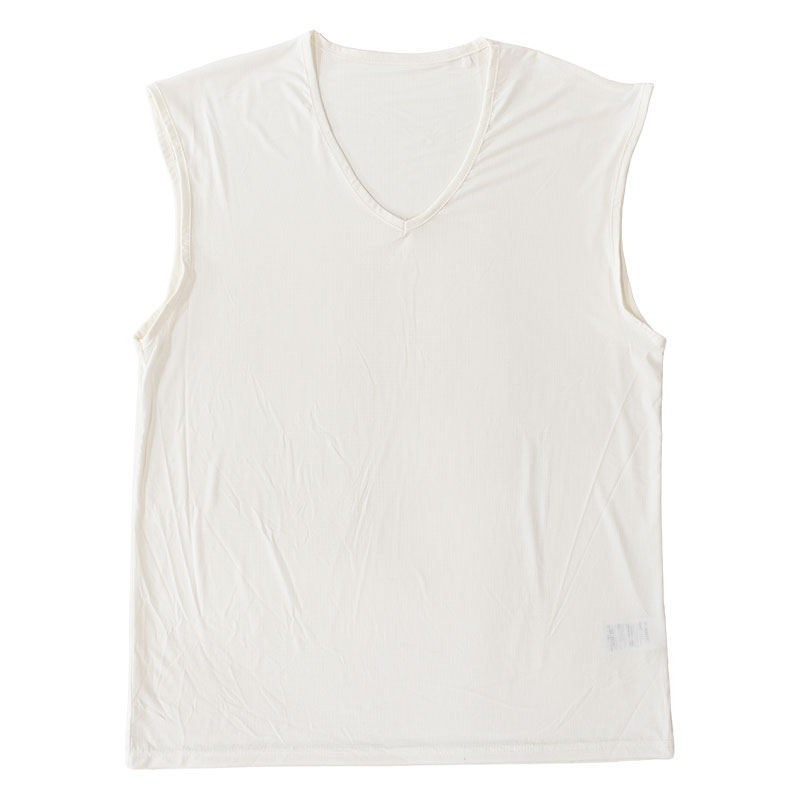 メンズ 冷感 メッシュインナー サーフ V首 ホワイト