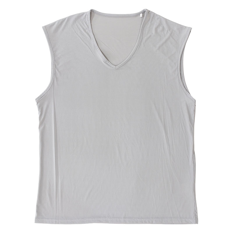 メンズ 冷感 メッシュインナー サーフ V首 ライトグレー