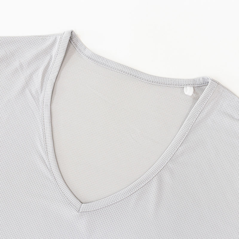 メンズ 冷感 メッシュインナー サーフ V首 ライトグレー