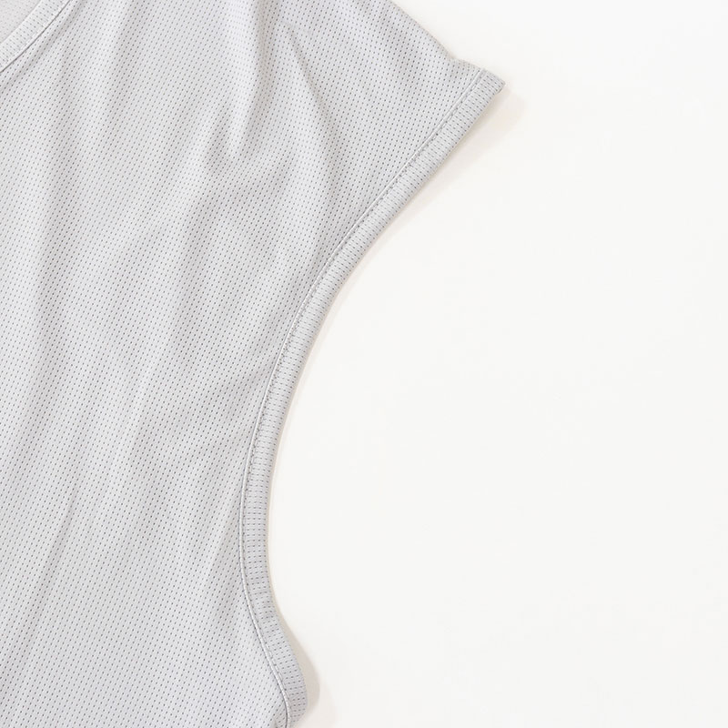 メンズ 冷感 メッシュインナー サーフ V首 ライトグレー