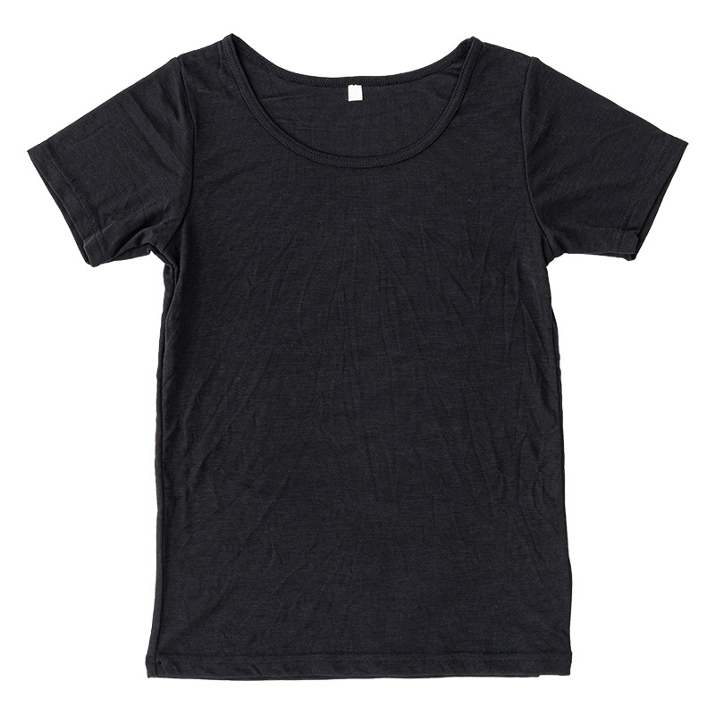 キッズ 超さらっと肌離れインナー 半袖 丸首 ブラック