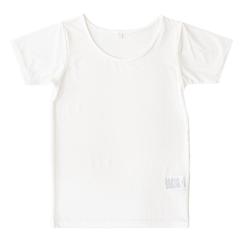 キッズ 冷感 インナー 半袖 丸首 オフホワイト