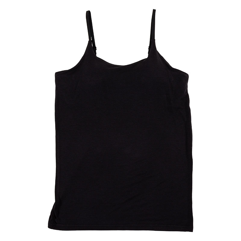 レディース 潤肌 カップ付インナー キャミソール ブラック