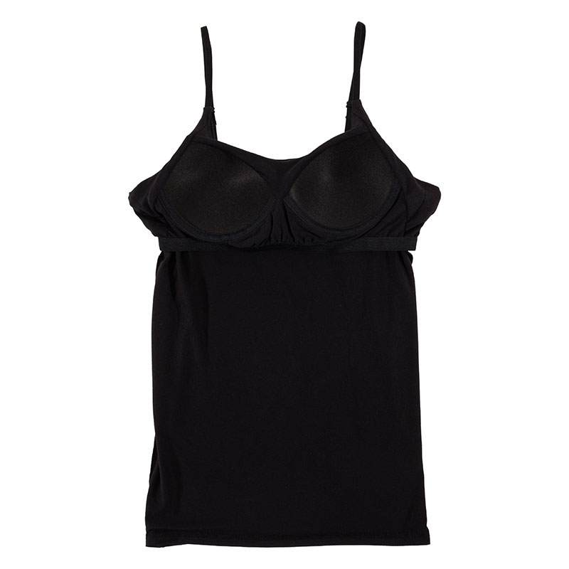レディース 潤肌 カップ付インナー キャミソール ブラック