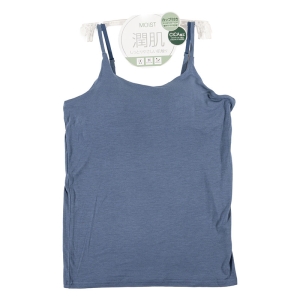 レディース 潤肌 カップ付インナー キャミソール ブルー