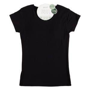 レディース 潤肌 カップ付インナー フレンチ袖 ブラック