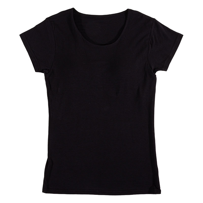 レディース 潤肌 カップ付インナー フレンチ袖 ブラック