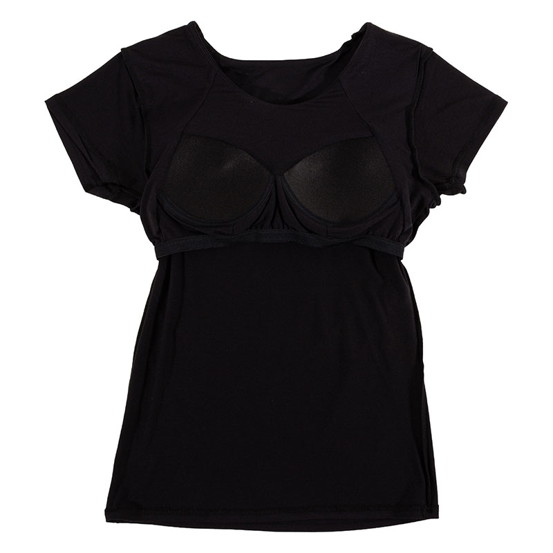 レディース 潤肌 カップ付インナー フレンチ袖 ブラック