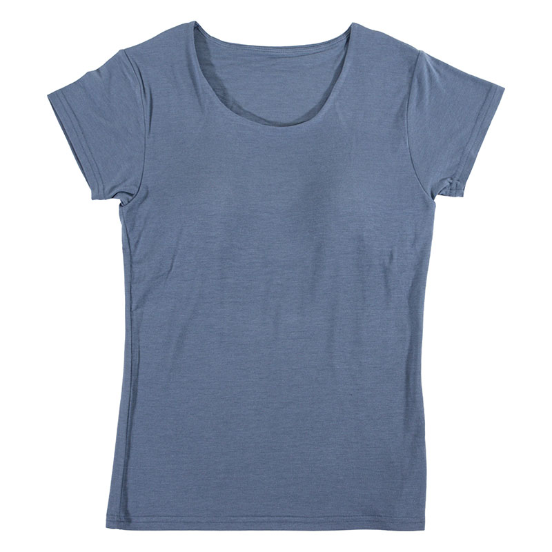 レディース 潤肌 カップ付インナー フレンチ袖 ブルー