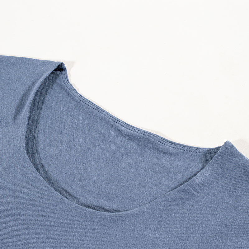 レディース 潤肌 カップ付インナー フレンチ袖 ブルー