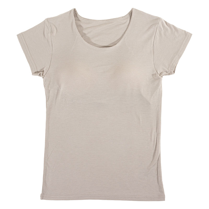 レディース 潤肌 カップ付インナー フレンチ袖 グレージュ