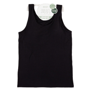 レディース 潤肌 カップ付インナー タンクトップ ブラック