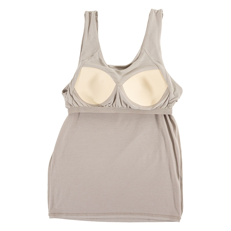 レディース 潤肌 カップ付インナー タンクトップ グレージュ