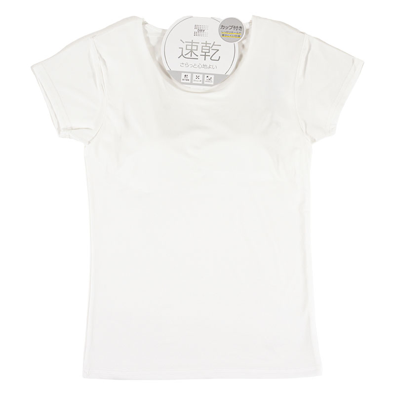 レディース DRYカップ付インナー フレンチ袖 オフホワイト