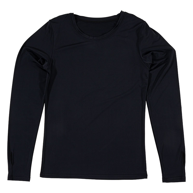 レディース UVカット 冷感 インナー 長袖 クルーネック ブラック