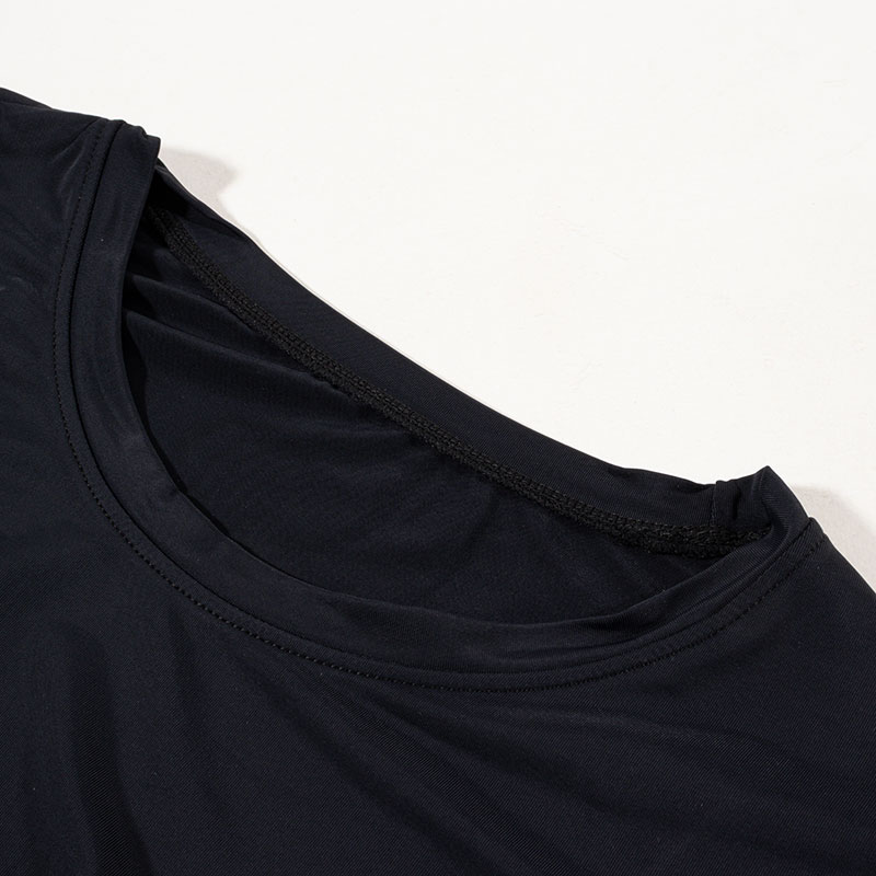 レディース UVカット 冷感 インナー 長袖 クルーネック ブラック