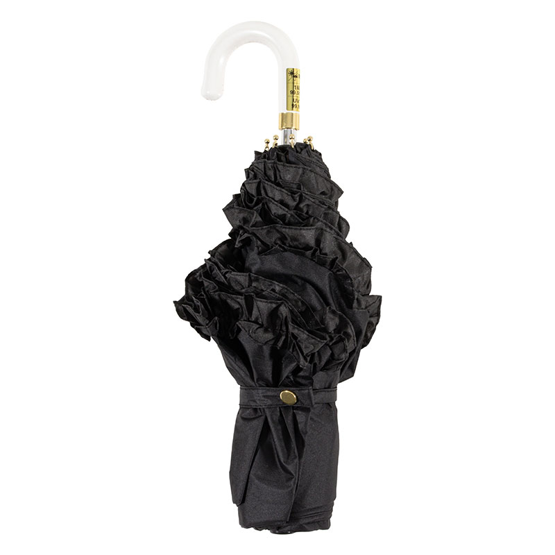 晴雨兼用フリル折傘 55cm ブラック