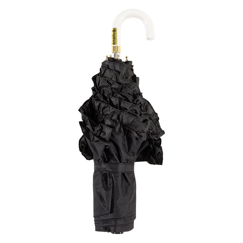 晴雨兼用フリル折傘 55cm ブラック