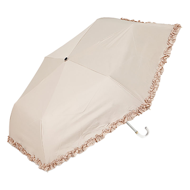 【3月下旬入荷予定】晴雨兼用フリル折傘55 55cm ベージュ