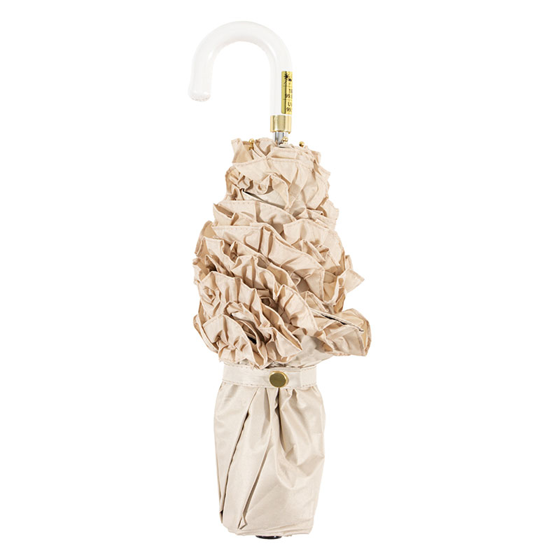 晴雨兼用フリル折傘 55cm ベージュ