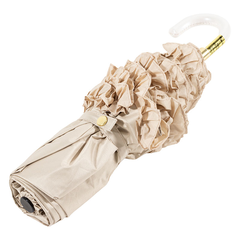 晴雨兼用フリル折傘 55cm ベージュ