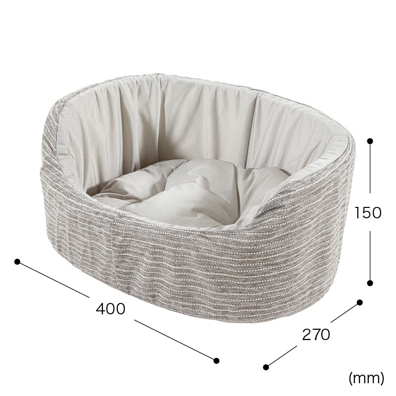 ひんやり丸形ペットベッド Sサイズ 40×27×15cm グレー