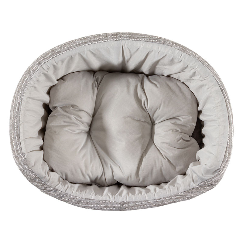 ひんやり丸形ペットベッド Sサイズ 40×27×15cm グレー